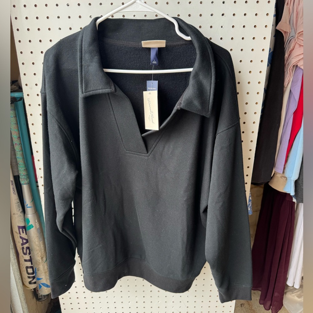 Black Collared Sweatshirt